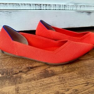 Rothy's Point II Orange Red Flats Women's Tortoise Sole Size 10